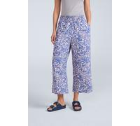 'Tassia' Lightweight Breathable Wide Leg Pull On Cropped Trousers Animal Light Blue 6