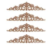 tassieroon 4Pcs Wood Carving Decal Wood Carved Furniture Appliques Corner Onlay Applique Furniture Home Door Decor DIY