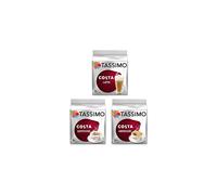 Tassimo 3 Costa Variety Bundle - Costa Latte , Americano and Cappuccino Coffee (32 Servings Total)