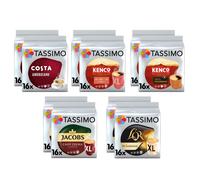 Tassimo Black Coffee Pods Bundle - Costa Americano, Kenco Pure Colombian/Americano Grande, L'Or Classique XL, Jacobs Caffe Crema Classico XL pods - Pack of 10 (160 Servings)