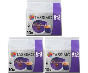 Tassimo Cadbury Hot Chocolate Pods x10 (Pack of 3, Total 30 Drinks)