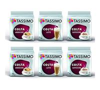 Tassimo Coffee Costa Selection - Costa Latte/Costa Cappuccino/Costa Americano Coffee Pods - 6 Packs (64 Drinks)