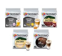 Tassimo Coffee Latte Macchiato Selection- Baileys Latte Macchiato/Toffee-Nut Latte/Jacobs Latte Macchiato Vanilla/Chai Latte/Jacobs Caffe Crema Coffee Pods - 5 Packs (40 Servings)