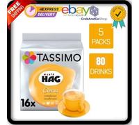 Tassimo Coffee Pods Café Hag Crema Decaff 5 Packs (80 Drinks)