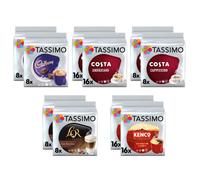 Tassimo Coffee Selection - Costa Cappuccino/Costa Americano/Cadbury Hot Chocolate/L'Or Latte Macchiato/Kenco Americano Coffee Pods - 10 Packs (112