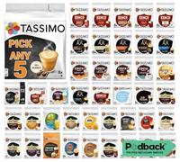 Tassimo Coffee, Tea, Hot Chocolate Pods - Pick Any 5 Packs from 50+ Blends | Including Kenco, Jacobs, Americano, Colombian, Caramel, Latte Macchiato, Flat White, Cappuccino, Chai, Decaf, Milka & More