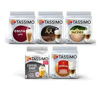 Tassimo Coffee Variety Pack - Costa Latte, L'Or Macchiato, Jacobs, Chai, Gevalia Coffee Pods - 5 Packs (40 Drinks)