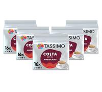 Tassimo Costa Americano Coffee Pods x16 (Pack of 5, Total 80 Drinks)