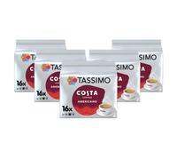 Tassimo Costa Americano Coffee Pods x16 (Pack of 5, Total 80 Drinks)