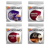 Tassimo Costa Cappuccino + Cadbury + Costa Latte + L'Or Latte Macchiato Caramel x 4 Favourite Packs, Total 56 Discs