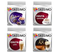 Tassimo Costa Cappuccino + Cadbury + Costa Latte + L'Or Latte Macchiato Caramel x 4 Favourite Packs, Total 56 Discs