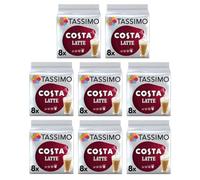 Tassimo Costa Latte Coffee Pods x8 (Pack of 8, Total 128 Discs, 64 Drinks)