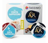 Tassimo Decaf Cappuccino Coffee Pods - 48x Costa Cappuccino Milk Pods & 48x L’OR Espresso Decaf Pods (Total 96 T-Discs, SOLD LOOSE)