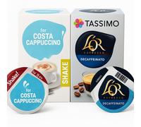 Tassimo Decaf Cappuccino Coffee Pods - 48x Costa Cappuccino Milk Pods & 48x L'OR Espresso Decaf Pods (Total 96 T-Discs, SOLD LOOSE)