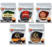 Tassimo Espresso Coffee Selection - Jacobs Classico/Gevalia/Marcilla/L'OR Delicious/L'OR Classic Coffee Pods (Pack of 5, Total 80 Servings)