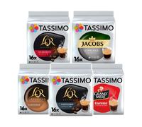 Tassimo Espresso Variety Pack Coffee Pods (Pack of 5) - Grand Mere, Jacobs Ristretto, L'OR Fortissimo, L'OR Classique & L'OR Splendente