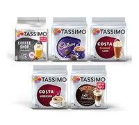 TASSIMO Hot Chocolate and Latte Bundle 5 Pack, (40 Drinks)