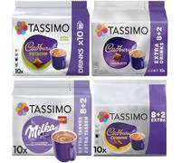Tassimo Hot Chocolate lovers Variety Pack Capsules - Cadbury, Caramel, Pistachio & Milka - (Pack of 4, Total 40 Pods) - Hot Chocolate Flavour T DISCs, Creamy Hot Drink Capsules