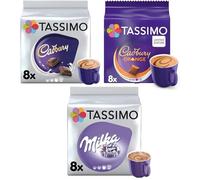 Tassimo Hot Chocolate Selection - Cadbury/Milka/Cadbury Orange Pods (Pack of 3, Total 24 Capsules)