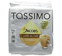 Tassimo Jacobs Café au Lait, Coffee Capsules, Milk Coffee, Roasted Ground Coffee, 16 T-Discs / Servings