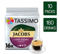 Tassimo Jacobs Caffe Crema Intenso Coffee Pods x16 (Pack of 10, Total 160 Pods)
