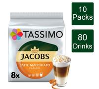 Tassimo Jacobs Latte Macchiato Caramel Coffee Pods x8 (Pack of 10, Total 80 Pods)