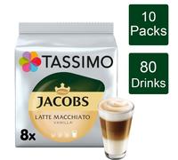 Tassimo Jacobs Latte Macchiato Vanilla Coffee Pods x8 (Pack of 10, Total 80 Pods)