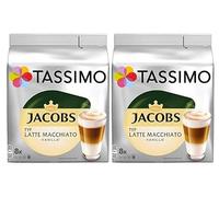 Tassimo Jacobs Latte Macchiato Vanilla Coffee Pods x8 (Pack of 2, Total 16 Pods)
