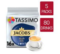 Tassimo Jacobs Medaille d'Or Coffee Pods (Pack of 5, Total 80 Pods)