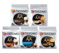 Tassimo L’OR Variety Pack Coffee Pods (Pack of 5, Total 64 Capsules) - XL Classique, XL Intense, Espresso Decaf, Espresso Latte Macchiato & Espresso Latte Caramel Macchiato