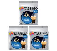 Tassimo L'OR Lungo Decaf Coffee Pods x16 (Pack of 3, Total 48 Capsules) - Decaffeinated T DISCs