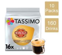 Tassimo Marcilla Cafe Largo Coffee Pods x16 (Pack of 10, Total 160 Pods)