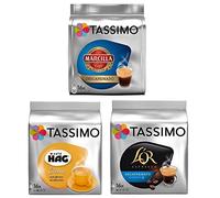 Tassimo 3 Decaf Variety Bundle - 1 x Marcilla Espresso Decaf, Cafe Hag Crema Decaf, LOR Decaf Espresso (All Decaffeinated - Total 48 Servings/Discs)