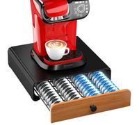 Tassimo Pods Holder,64 Capsule Metal Coffee Pod Holder,Bosch Tassimo Stand & Pod Storage Drawer, Anti-vibration Design Coffee Station Organizer- Black