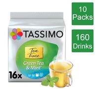 Tassimo Tea Time Green Tea & Mint Coffee Pods x16 (Pack of 10, Total 160 Pods)