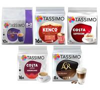 Tassimo Variety Box Costa, Kenco, Cadbury & L'OR Coffee Pods (Pack of 5, Total 56 Coffee Capsules)