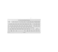 CHERRY STREAM KEYBOARD TKL, Wired Keyboard without Numeric Keypad, French Layout (AZERTY), Quiet Keystrokes, Unique Typing Experience, White-Grey