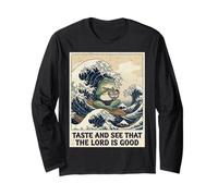 Taste and See that The Lord is Good Psalm 34:8 Frog Japanese Long Sleeve T-Shirt