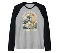 Taste and See that The Lord is Good Psalm 34:8 Frog Japanese Raglan Baseball Tee