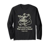 Taste and See that The Lord is Good Psalm 34:8 Frog Line Art Long Sleeve T-Shirt