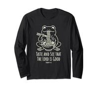 Taste and See that The Lord is Good Psalm 34:8 Frog Line Art Long Sleeve T-Shirt