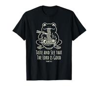 Taste and See that The Lord is Good Psalm 34:8 Frog Line Art T-Shirt