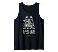 Taste and See that The Lord is Good Psalm 34:8 Frog Line Art Tank Top
