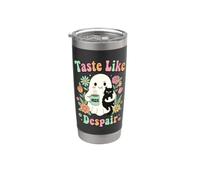 Taste Like Despair Meh Ghost Holding Cat Coffee Hallowen Stainless Steel Insulated Tumbler