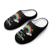 Taste The Rainbow Clouds Stars Mens Slipper Slip On Winter Warm House Slippers Shoes Indoor Outdoor