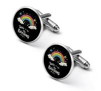 Taste The Rainbow Clouds Stars Round Cufflinks for Men Classic Cuff Links Jewellery for Wedding Business Party