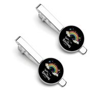 Taste The Rainbow Clouds Stars Silver Tie Clip Suit Accessories for Men Necktie Bar Set Pin Business Wedding