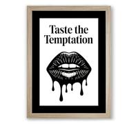 Taste the Temptation Modern Framed Wall Art Print A3 (42×29.7cm) Oak, Wall Decor for Living Room, Bedroom, Office & Home, Ready to Hang, Art Gift