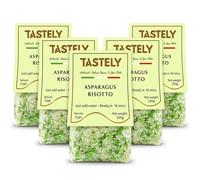 Tastely Asparagus Risotto - 6 Packs x 250g | Italian Style Carnaroli Rice with Dried Asparagus - Ready to Cook Creamy Quick Risotto Ready Meal in 16 Minutes | Source of Protein, Vegan and Gluten Free