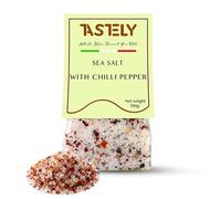 Tastely Sea Salt with Chilli Pepper - 200g | Mediterranean Sea Salt with Crushed Chilli Pepper - Natural Spicy Seasoning for Cooking | Vegan and Gluten Free | Ideal for Pasta, Meat and Vegetables